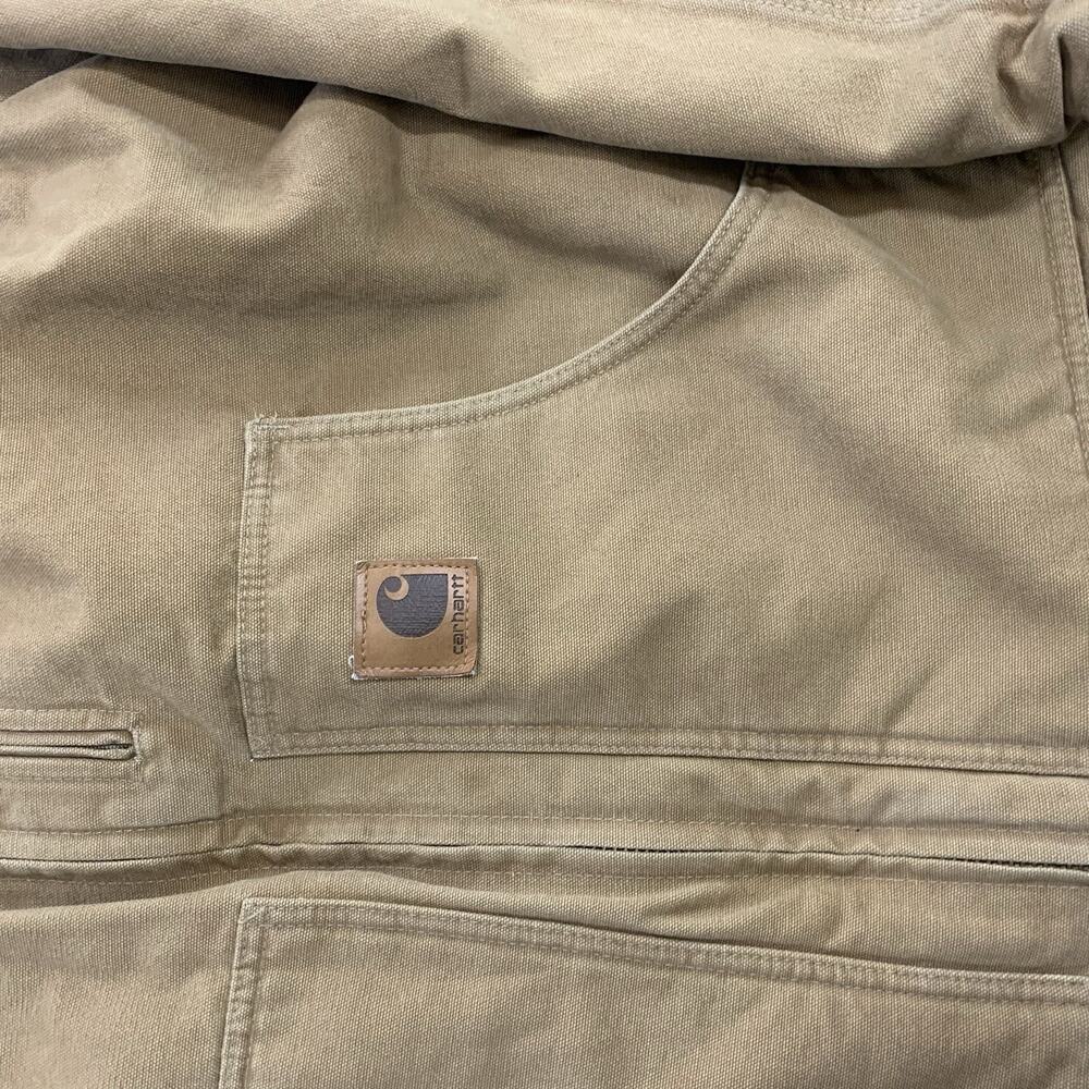 CARHARTT Mens 2XL Brown Sherpa Lined Sandstone Chore Coat Jacket C61 CML - Picture 2 of 14
